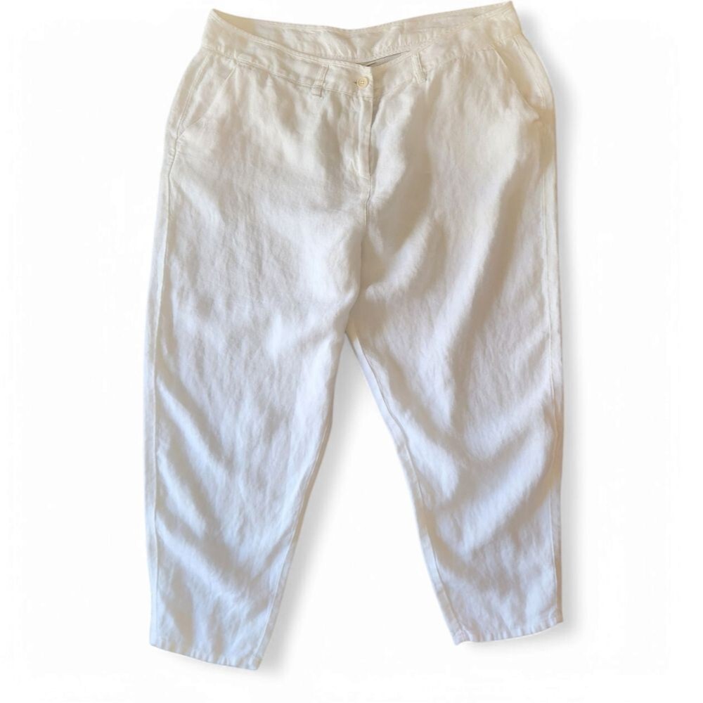 Poetry White Linen Tapered Trousers 18